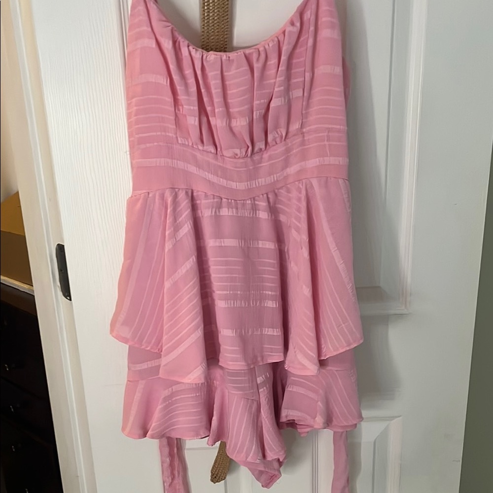 Pink Tiered Mini Dress - Women's Flirty Party Dress
